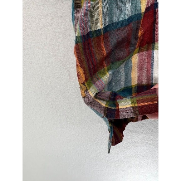 Women's Lemon Grass Plaid Blouse Short Sleeve Size Medium NWT Vintage Cottage - Picture 6 of 7